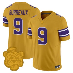 Joe Burrow Jersey #9 LSU Tigers Gridiron Gold Throwback All Stitched