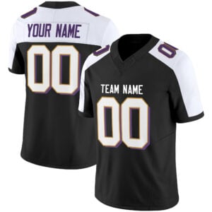 Black Alternate White-Gold Custom Football Jersey