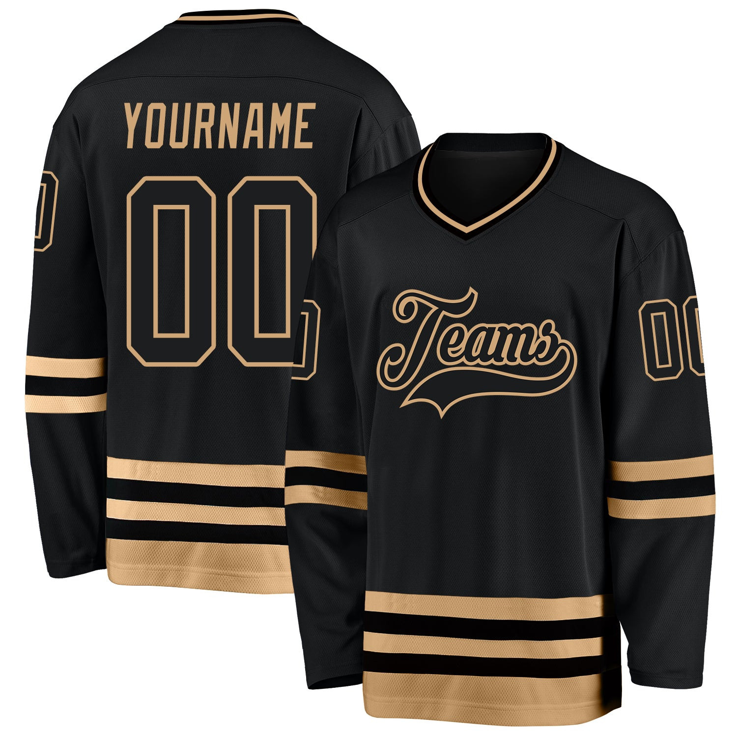 Black Black-Old Gold Custom Hockey Jersey Black Black-Old Gold Custom Hockey Jersey