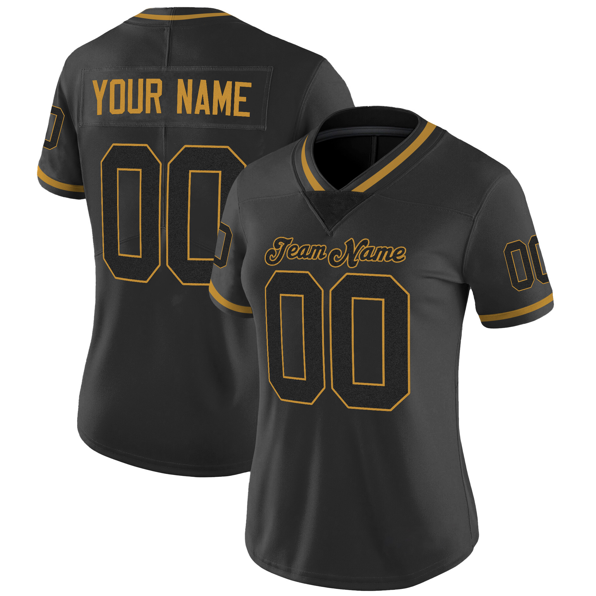 Black Black-Old Gold Mesh Custom Football Jersey Black Black-Old Gold Mesh Custom Football Jersey