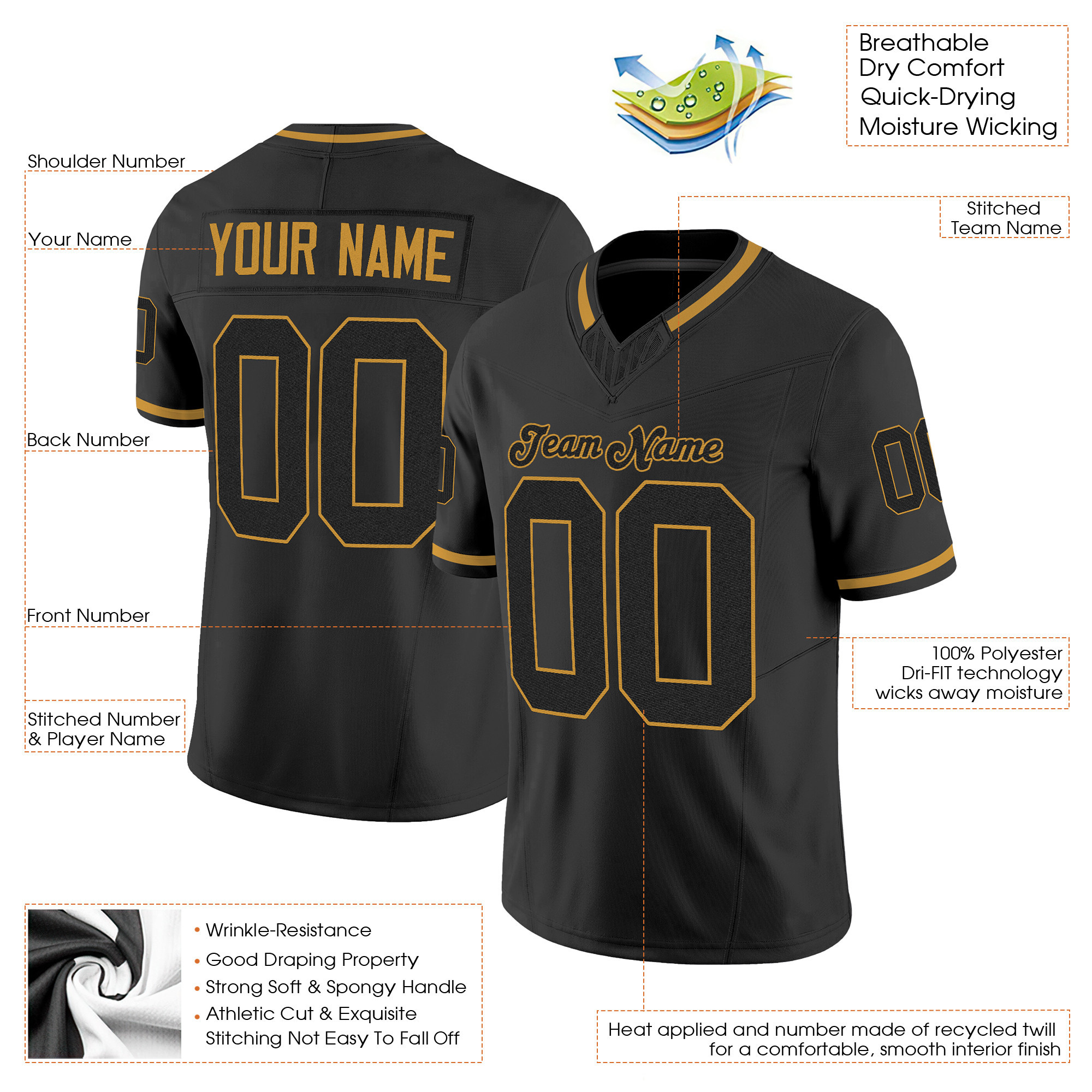 black-black-old-gold-mesh-custom-football-jersey-3