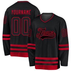 Black Black-Red Custom Hockey Jersey