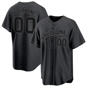 Black Black-Steel Gray Custom Baseball Jersey