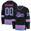 Black Light Blue-Pink Custom Hockey Jersey