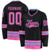 Black Pink-Light Blue Custom Hockey Jersey