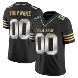 Black Silver-Gold Custom Football Jersey