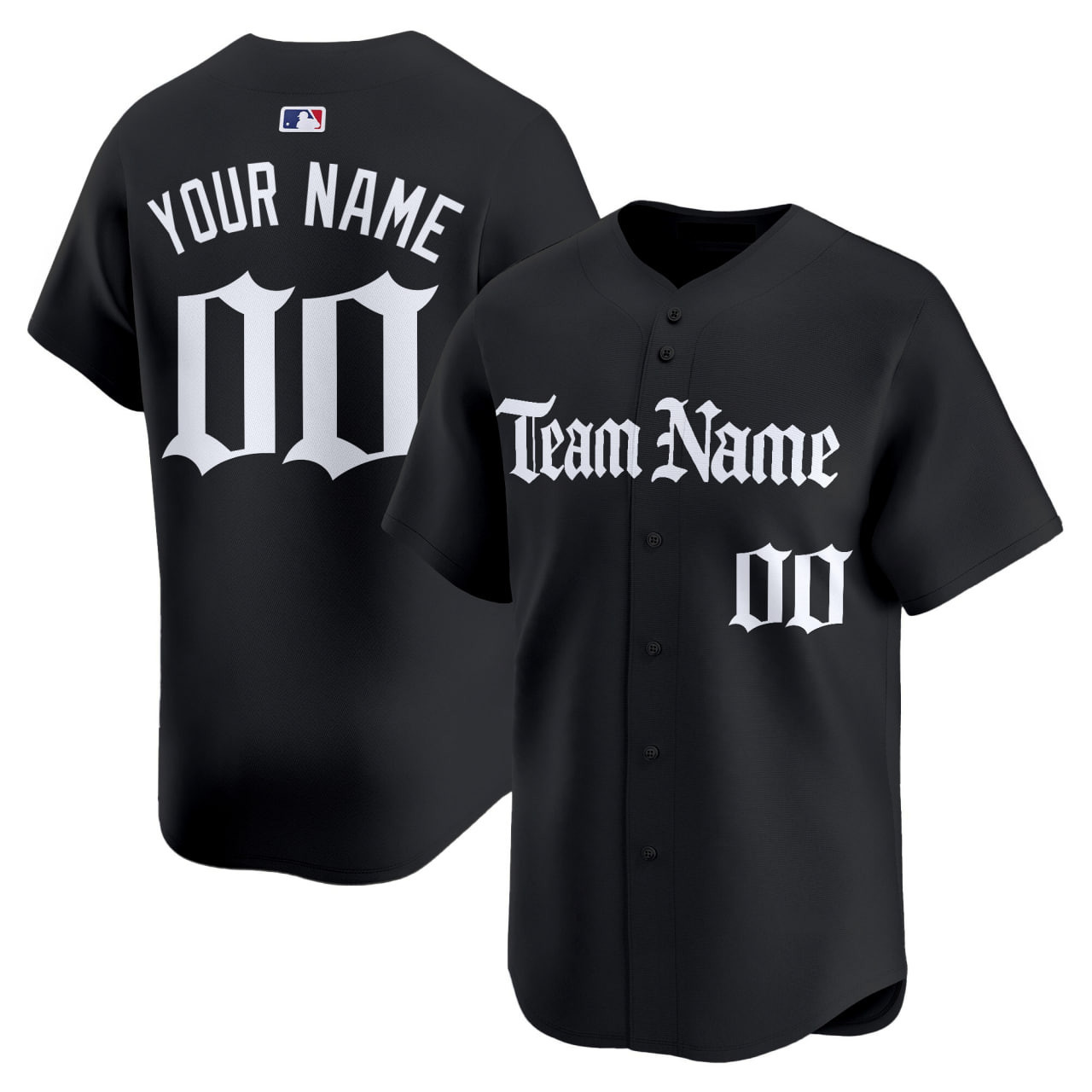 Black White Gothic Custom Baseball Jersey Black White Gothic Custom Baseball Jersey