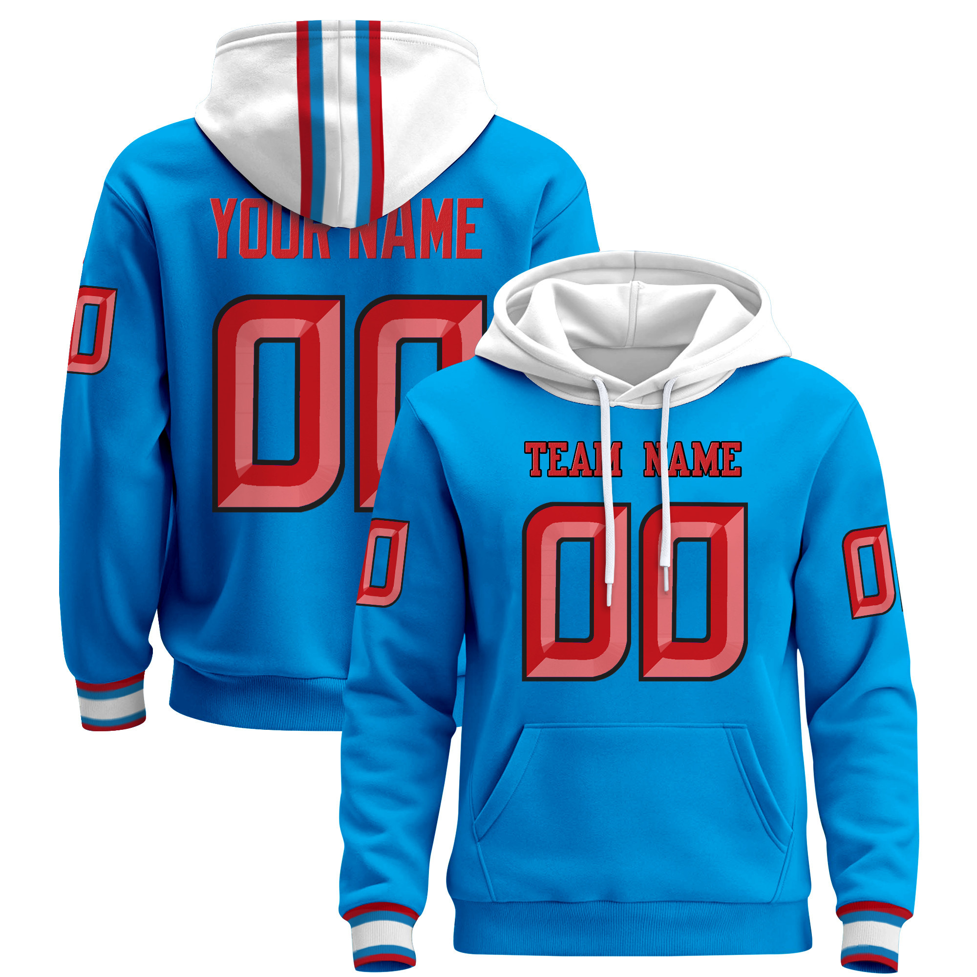 Blue Red Custom Pullover Hoodie Blue Red Custom Pullover Hoodie