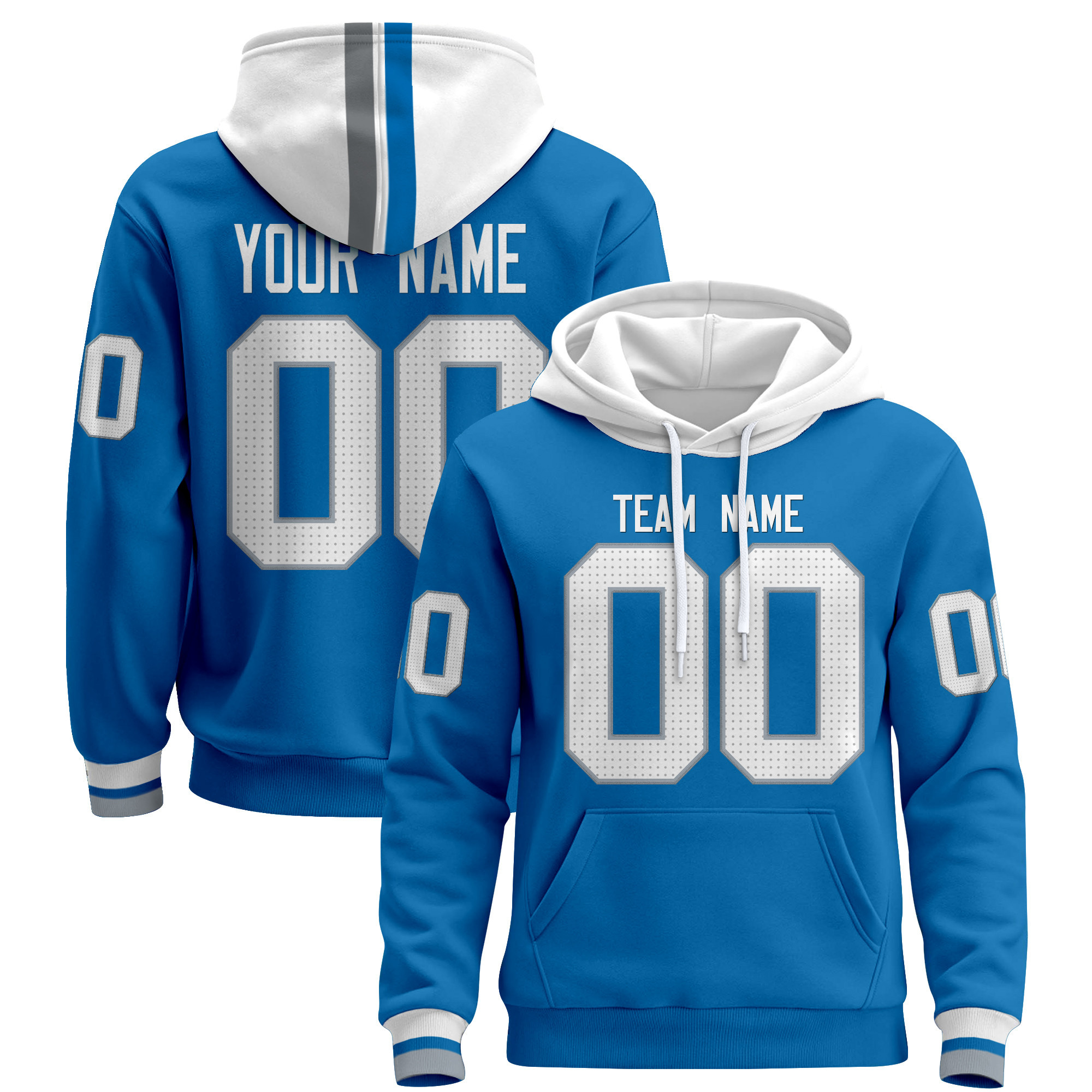 Blue White Custom Pullover Hoodie Blue White Custom Pullover Hoodie