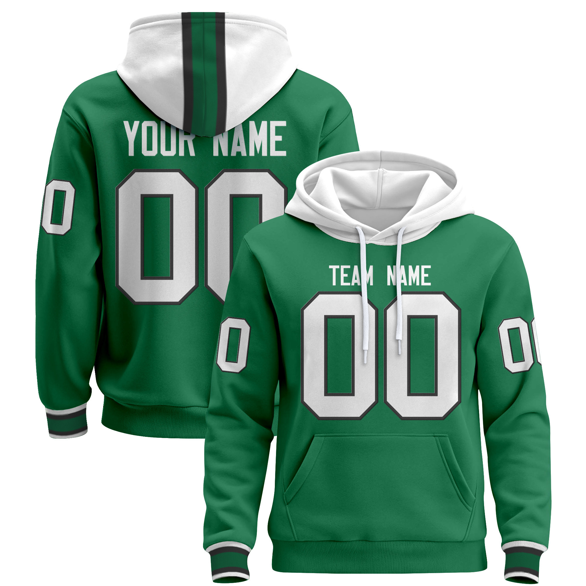Green White Custom Pullover Hoodie Green White Custom Pullover Hoodie