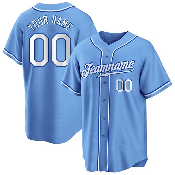 Light Blue White-Royal Custom Baseball Jersey Light Blue White-Royal Custom Baseball Jersey