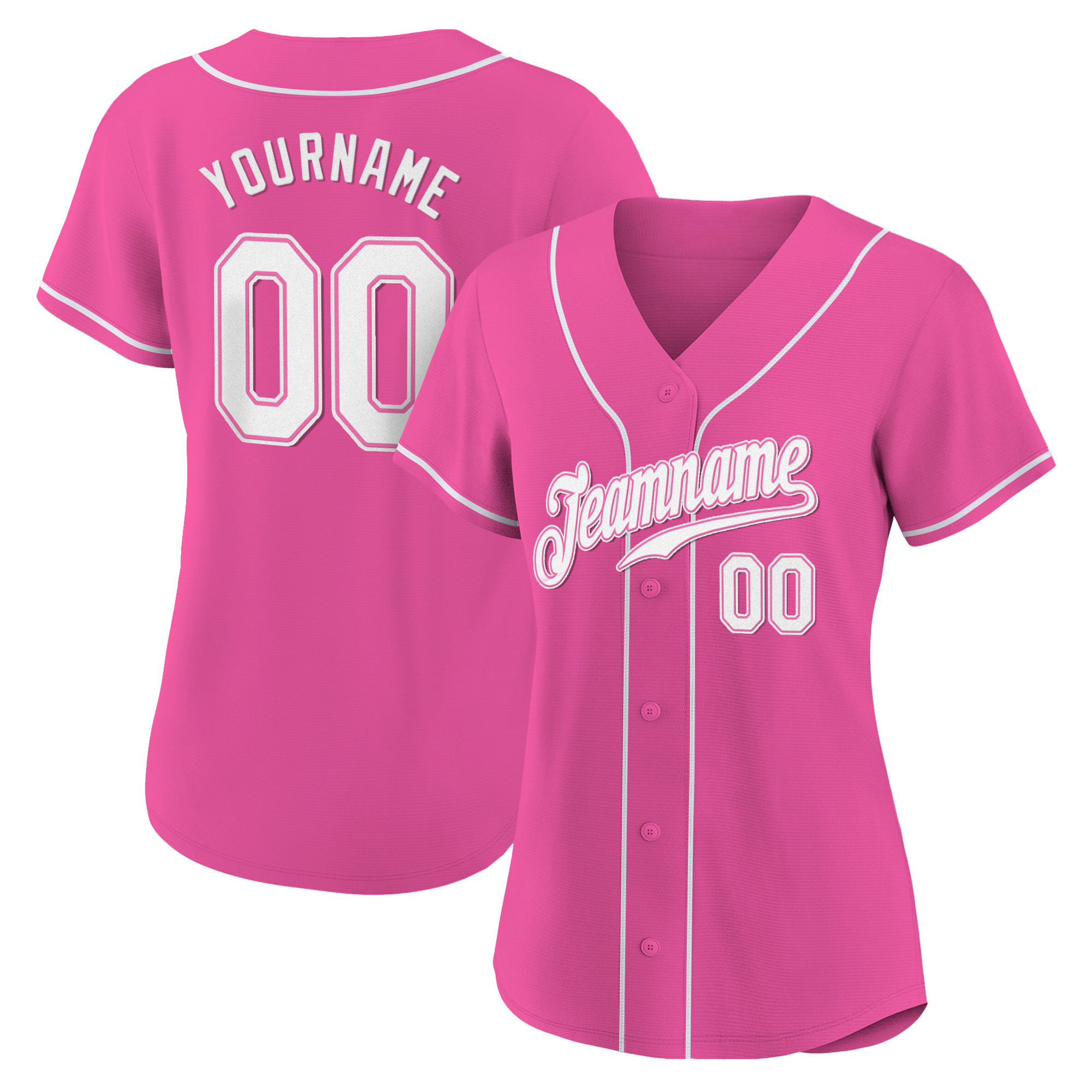 Pink White Custom Baseball Jersey Pink White Custom Baseball Jersey
