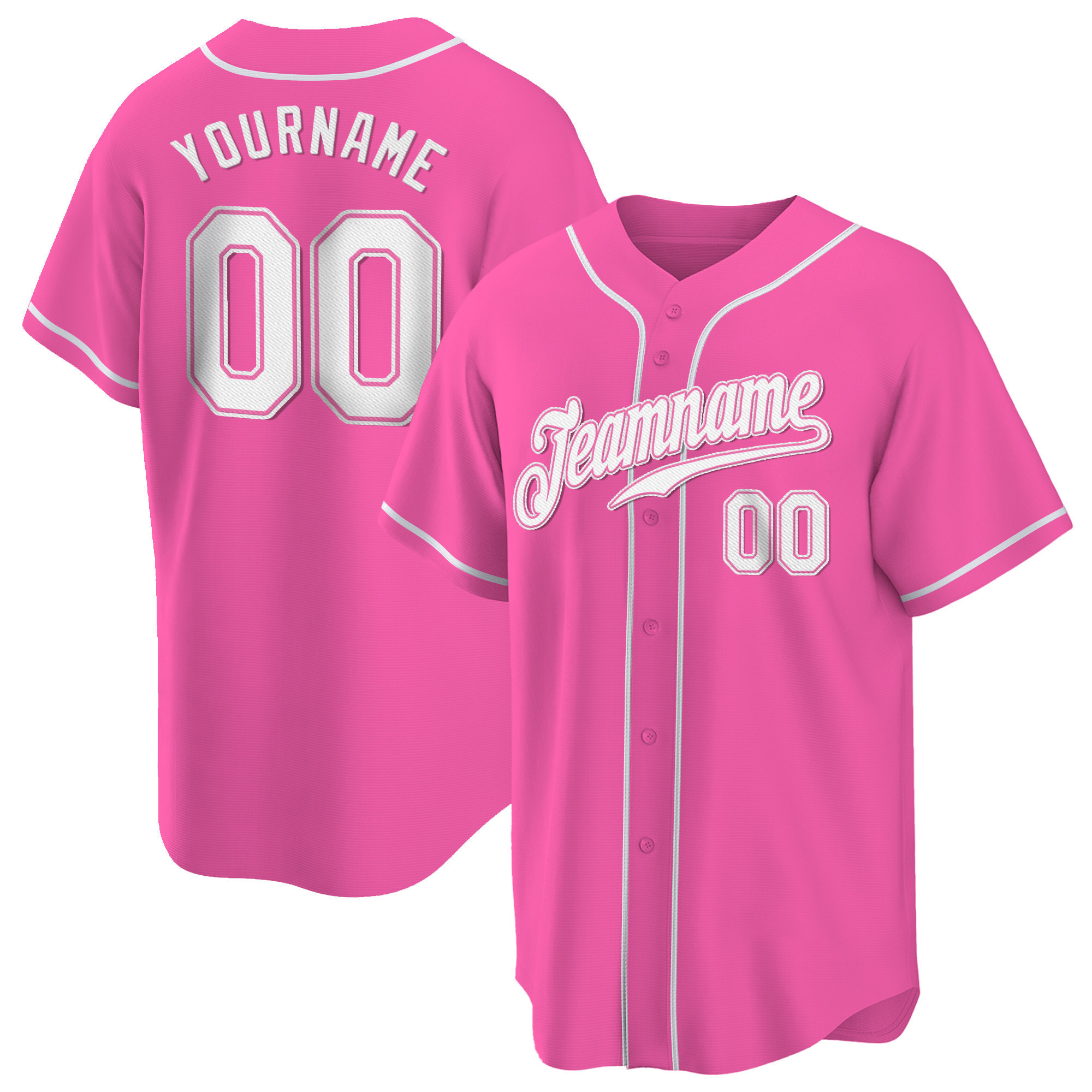 Pink White Custom Baseball Jersey Pink White Custom Baseball Jersey