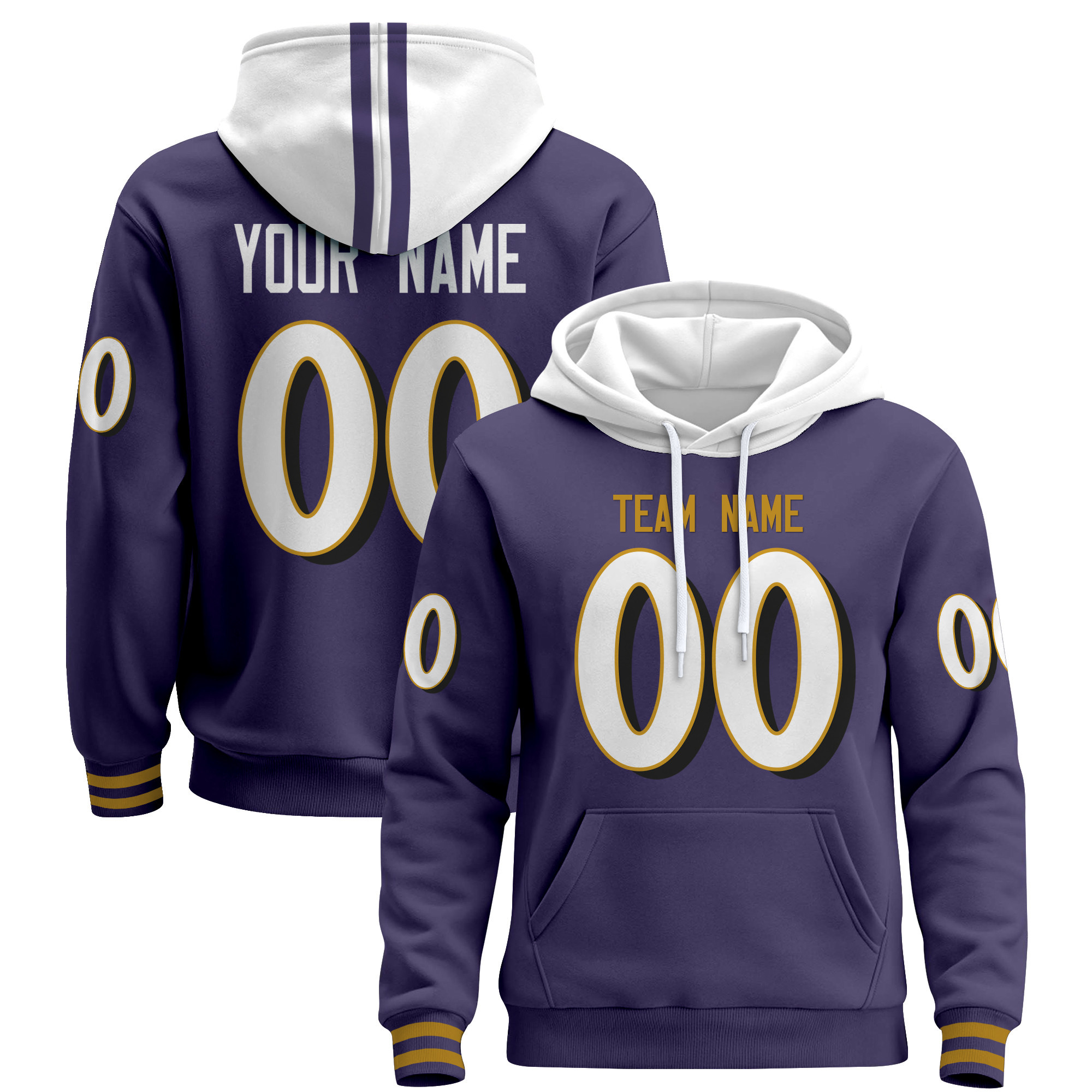 Purple White Custom Pullover Hoodie Purple White Custom Pullover Hoodie