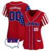 Red Royal - White American Map Custom Baseball Jersey Red Royal - White American Map Custom Baseball Jersey
