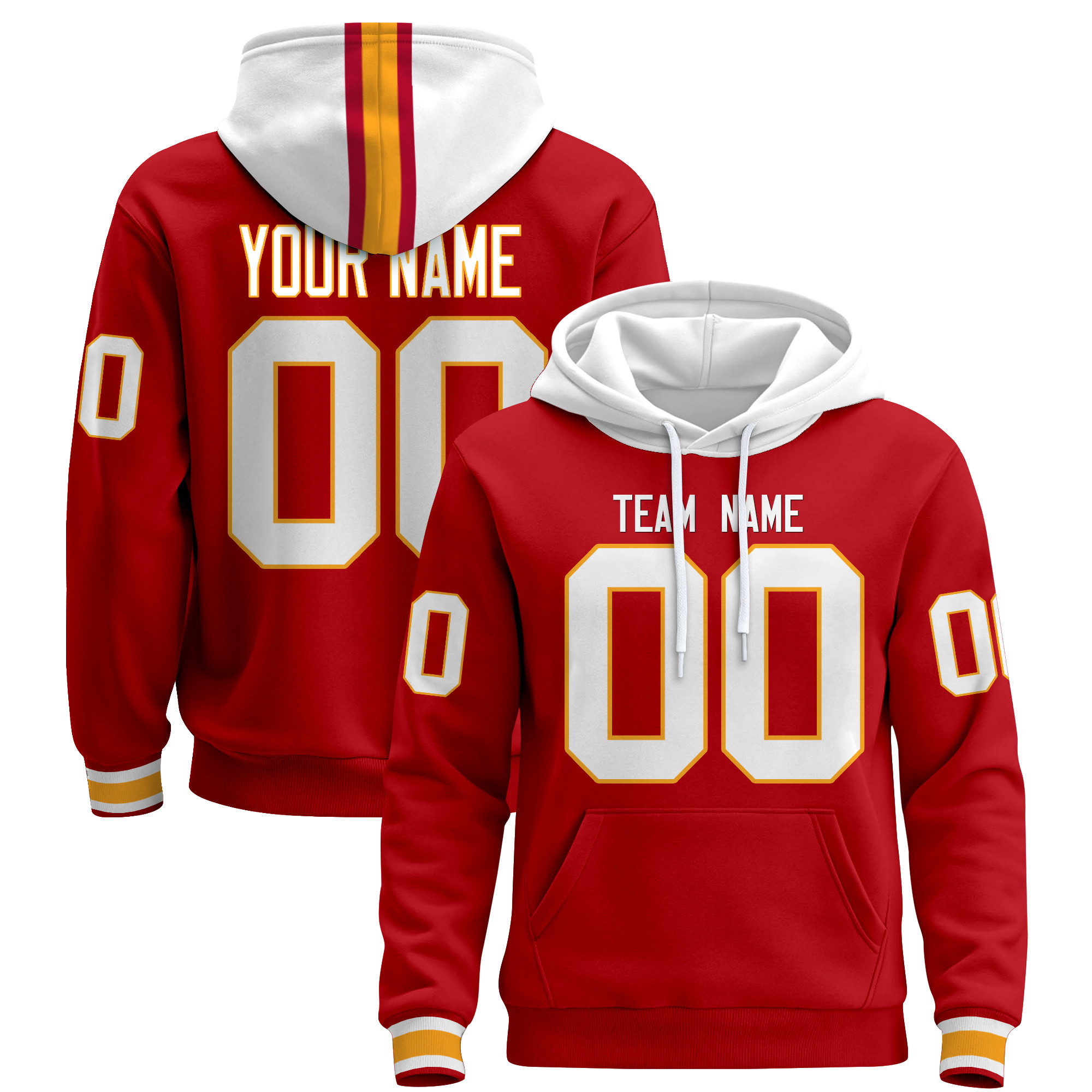 Red White Custom Pullover Hoodie Red White Custom Pullover Hoodie