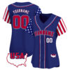 Royal Red - White American Map Custom Baseball Jersey Royal Red - White American Map Custom Baseball Jersey