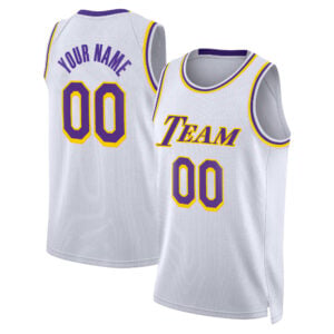 White Purple Custom Basketball Jersey