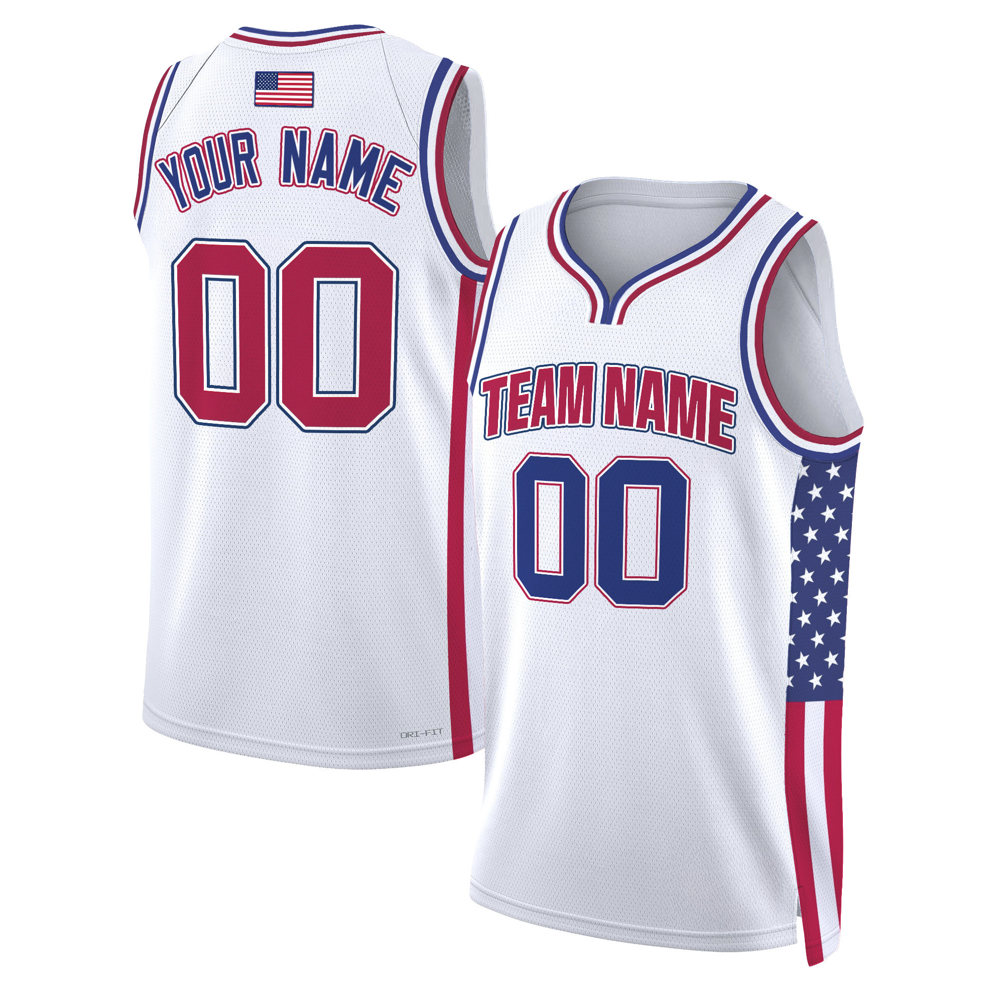 White Red - Royal Independence Day USA Flag Patch Custom Basketball Jersey White Red - Royal Independence Day USA Flag Patch Custom Basketball Jersey