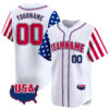 White Royal - Red American Map Custom Baseball Jersey White Royal - Red American Map Custom Baseball Jersey