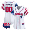 White Royal - Red American Map Custom Baseball Jersey White Royal - Red American Map Custom Baseball Jersey
